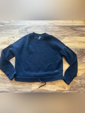 Sweaty Betty Navy Crewneck Sweatshirt with Drawcord